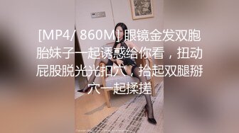 [MP4/ 860M] 眼镜金发双胞胎妹子一起诱惑给你看，扭动屁股脱光光扣穴，抬起双腿掰穴一起揉搓