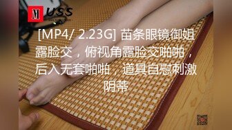 [MP4/ 2.23G] 苗条眼镜御姐露脸交，俯视角露脸交啪啪，后入无套啪啪，道具自慰刺激阴蒂